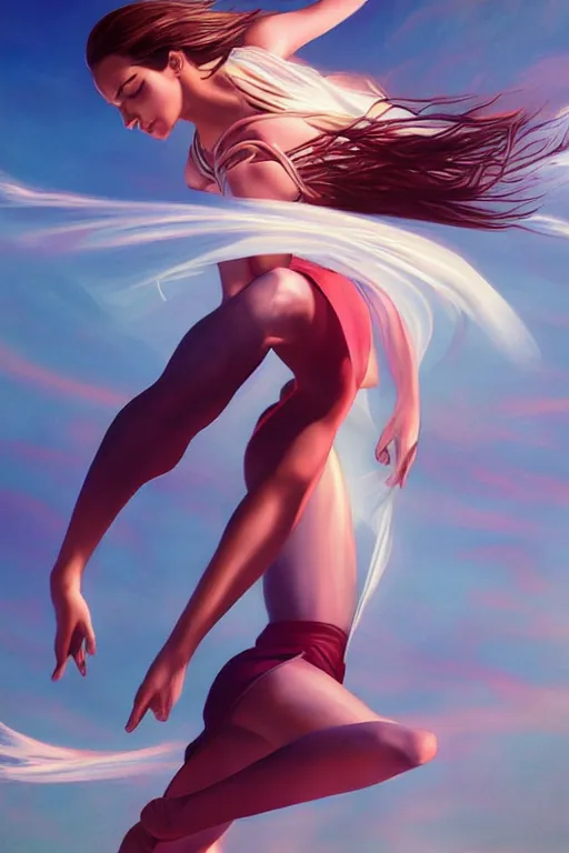 Image similar to dancer in the wind by artgerm, retrofuturism, reimagined by industrial light and magic