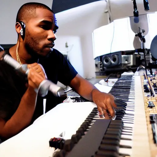 Image similar to frank ocean making music in the studio