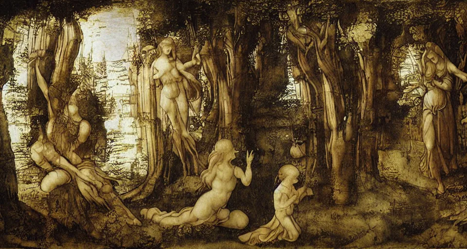 Prompt: Enchanted and magic forest, by Leonardo da vinci