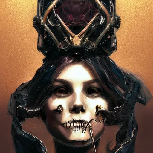 Image similar to portrait skull girl by petros afshar, hyper real, laurie greasley, jc leyendecker and singer sargent