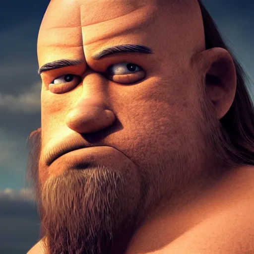 Prompt: hyperrealistic photograph of a brown-haired viking Homer Simpson, 8k, profile picture, cinematic, high contrast, epic real fantasy, stoic facial expression, looking at the camera