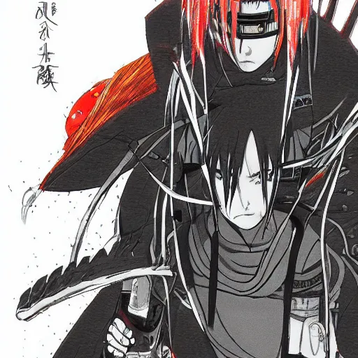 Image similar to uchiha, tsutomu nihei colored manga lineart, abundant details, large scale, wide angle, tilted angle, epic