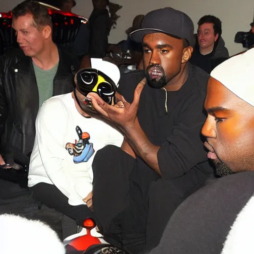 Prompt: Kanye playing Mario Kart