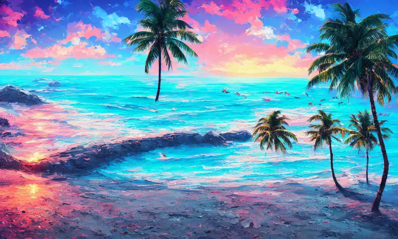 Image similar to paradise beach by alena aenami artworks in 4 k