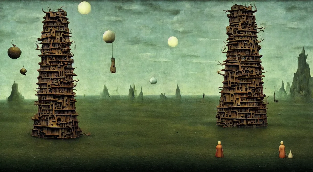 Image similar to single flooded simple!! clay hive tower anatomy, very coherent and colorful high contrast masterpiece by franz sedlacek hieronymus bosch dean ellis simon stalenhag rene magritte gediminas pranckevicius, dark shadows, sunny day, hard lighting