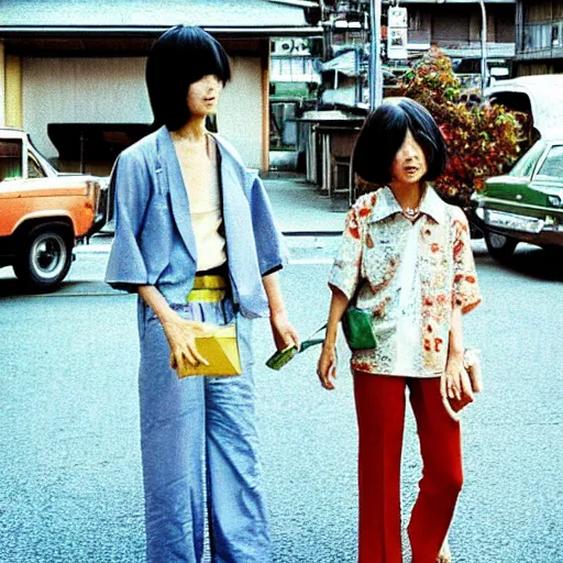 Prompt: Japan 1970's streets, color photo by Slim Aarons