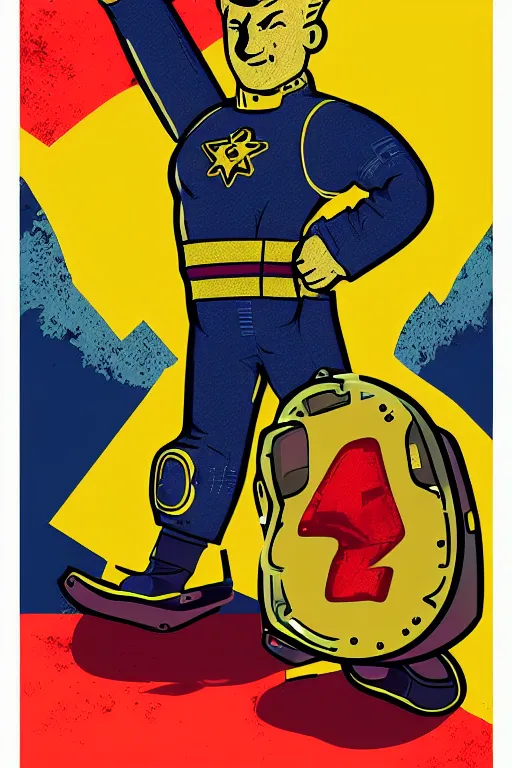 Image similar to fallout 7 6 retro futurist illustration art by butcher billy, sticker, colorful, illustration, highly detailed, simple, smooth and clean vector curves, no jagged lines, vector art, smooth andy warhol style