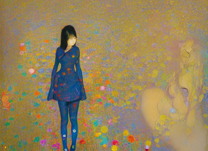 Prompt: portrait of woman outside office building, painterly, yoshitaka amano, miles johnston, moebius, odilon redon, miles johnston, klimt, tendrils, in the style of yago hortal, louise zhang, james jean, victor charreton, james jean, two figures