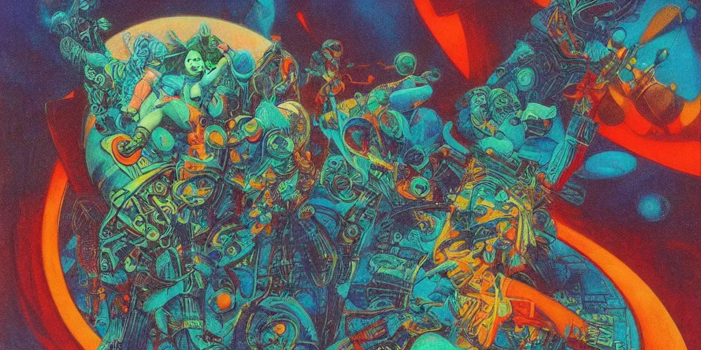 Prompt: colourful afrofuturist biomorphic opart, 6 0 s space age design photography, future retro, creature god, temple, pascal blanche, roger dean, josh kirby, greg hildebrandt, donato giancola, larry elmore, arthur rackham, beksinski, sci - fi, 8 k