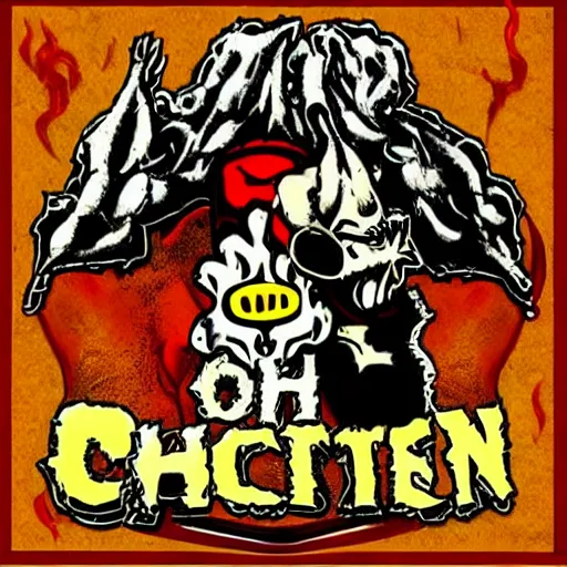 Image similar to chicken death metal cover