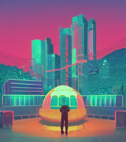 Image similar to rex orange county, an album cover by mike winkelmann, synthwave, outrun, chillwave, trending on artstation