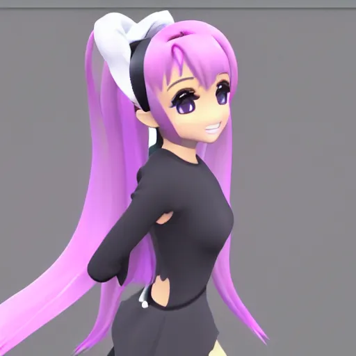 Image similar to Ariana Grande as a MMD model, 3D, style of Ariana Grande model, Vocaloid, soft color, high fantasy, elegant, art station, pixiv, trending, editor’s pickup