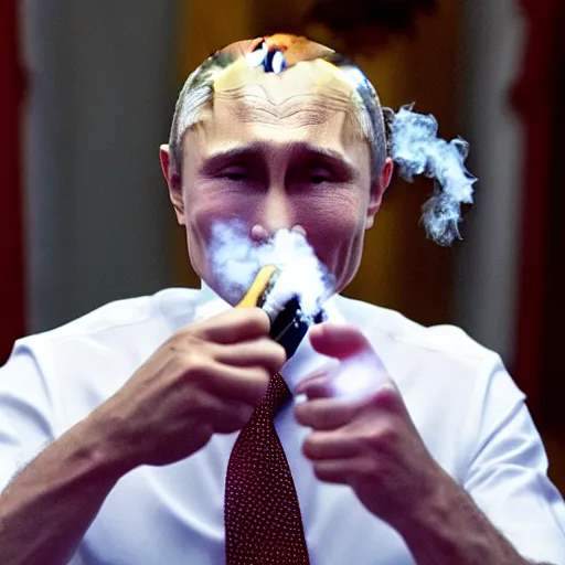 Image similar to putin smoking a vape