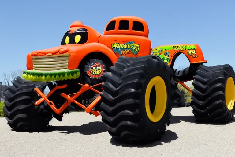 Prompt: garfield monster truck