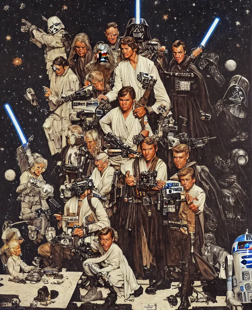 Image similar to star wars by norman rockwell, detailed painting, 8 k