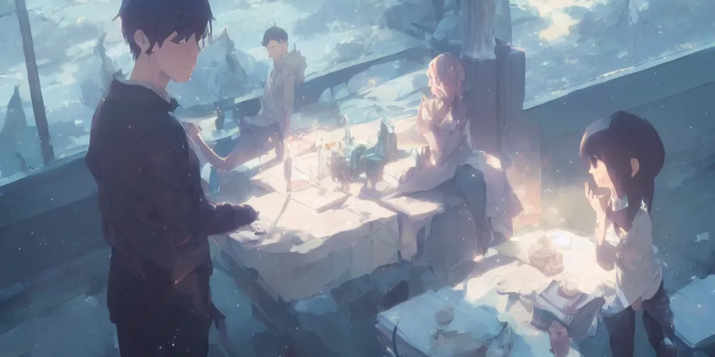 Image similar to Five-pointed by Makoto Shinkai, Greg Rutkowski, and Krenzcushart