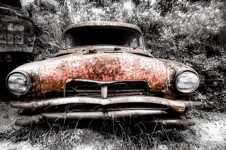 Image similar to old rusty car underwater, photograph,