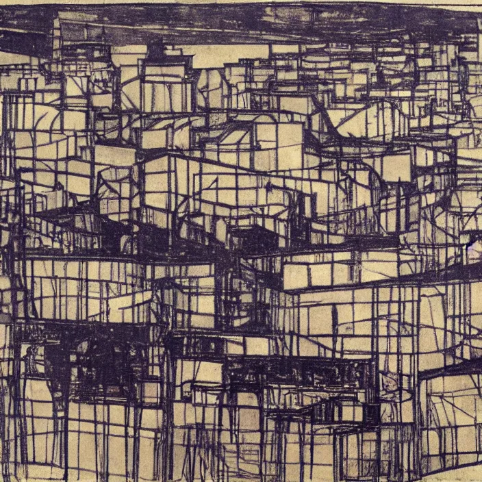 Prompt: a building in a landscape, by margaret macdonald mackintosh