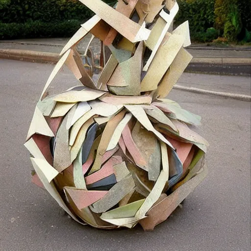 Image similar to A sculpture a 💃 made pure recycle materials trash, By Steve belledin