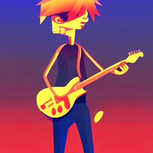 Image similar to a 2 d guitarist character design, vector art, digital art, portrait, 4 k, 8 k, sharp focus, smooth, illustration, concept art