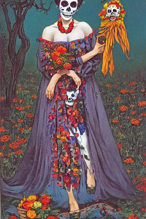 Image similar to Illustration of a day of the dead girl, art by john philip falter