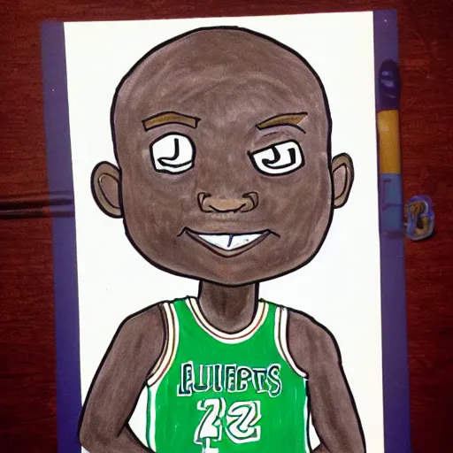 Prompt: childrens drawing of Kevin Garnett