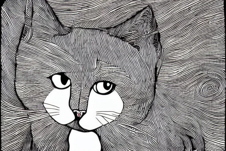 Image similar to cat, art by mcbess