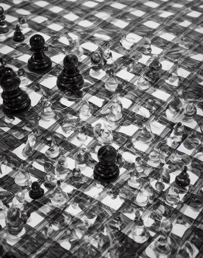 Prompt: chess explosion, void, glass slices, 3 5 mm kodachrome