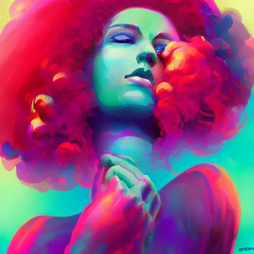 Image similar to the cotton candy kiss of transcendental bliss, 🌈 in the style of pascal blanche from artstation, digital art