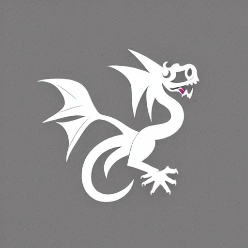 Image similar to an image on a white background of a very cute small dragon with well-designed head, logo, ink