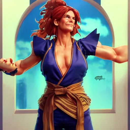 Prompt: julia roberts as a street fighter character, cg animation, capcom, realistic, character select portrait, by artgerm, greg rutkowski, alphonse mucha, 3 d