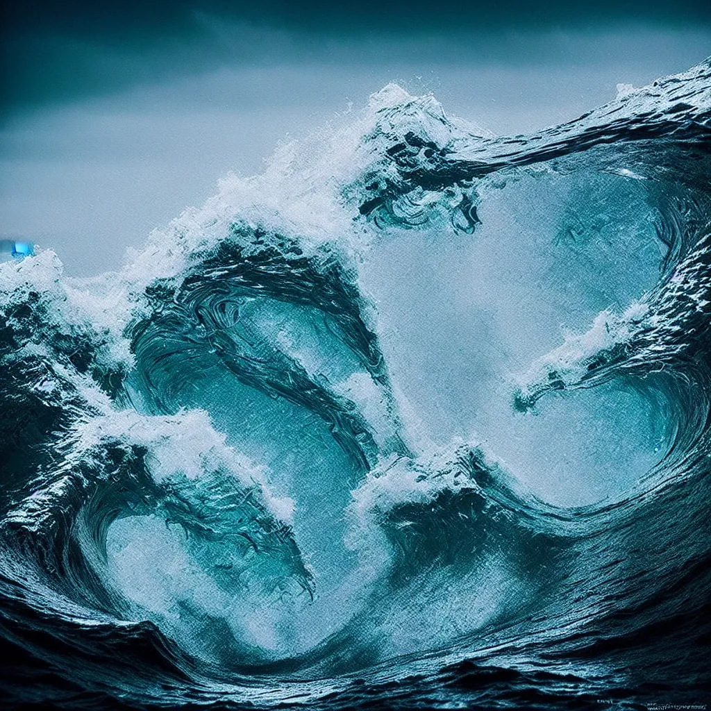 Prompt: stunning photography of waves in the ocean by Ray Collins, intricate, highly detailed, cinematic lighting