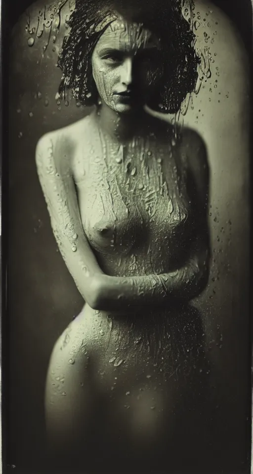 Image similar to a wet plate photograph, a portrait of a strikingly beautiful woman with regal features
