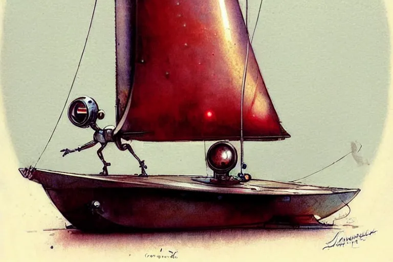 Prompt: adventurer ( ( ( ( ( 1 9 5 0 s retro future robot mouse sailboat house robot. muted colors. ) ) ) ) ) by jean baptiste monge!!!!!!!!!!!!!!!!!!!!!!!!! chrome red