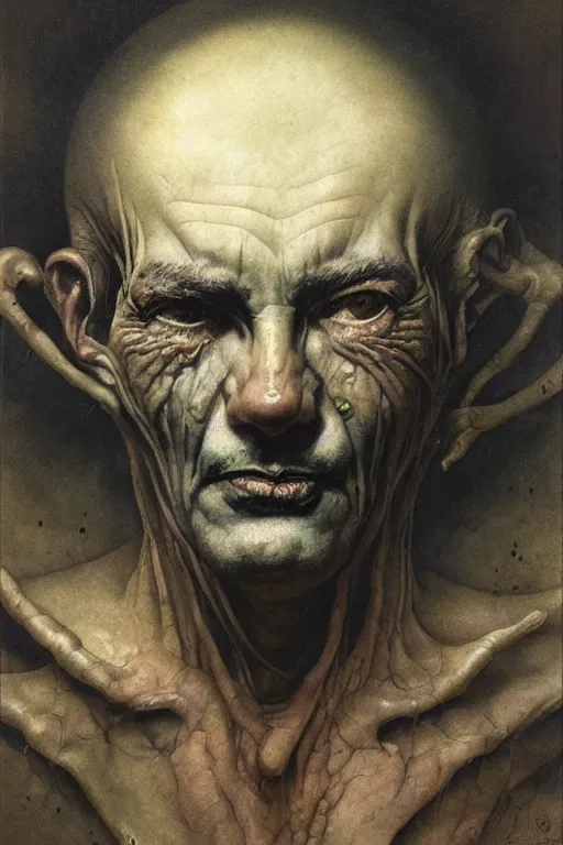 Image similar to portrait of a dumpsterin the style of wayne barlowe, gustav moreau, goward, bussiere, roberto ferri, santiago caruso, luis ricardo falero, austin osman spare