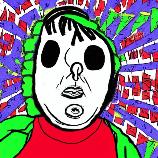 Image similar to daniel johnston in the style of daniel johnston and outsider art, no photo, 4k