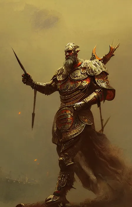 Image similar to zeus god, wearing thunder armor, greek ornamented armor, beksinski, ruan jia, weta workshop concept art