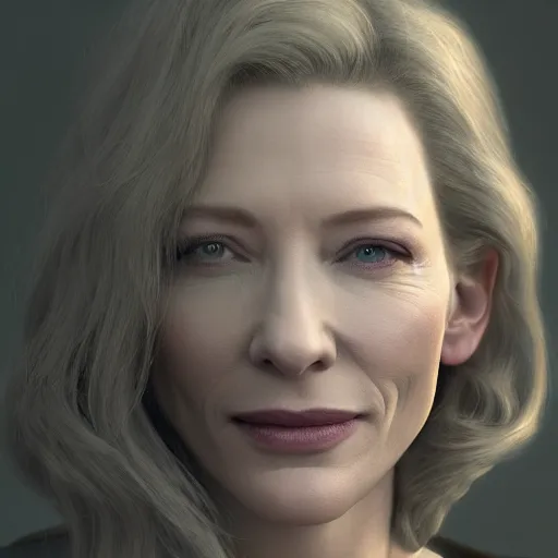 Image similar to cate blanchett , matte painting by Mike Winkelmann, featured in artstation, octane render, cinematic, elegant, intricate, 8k, HDR