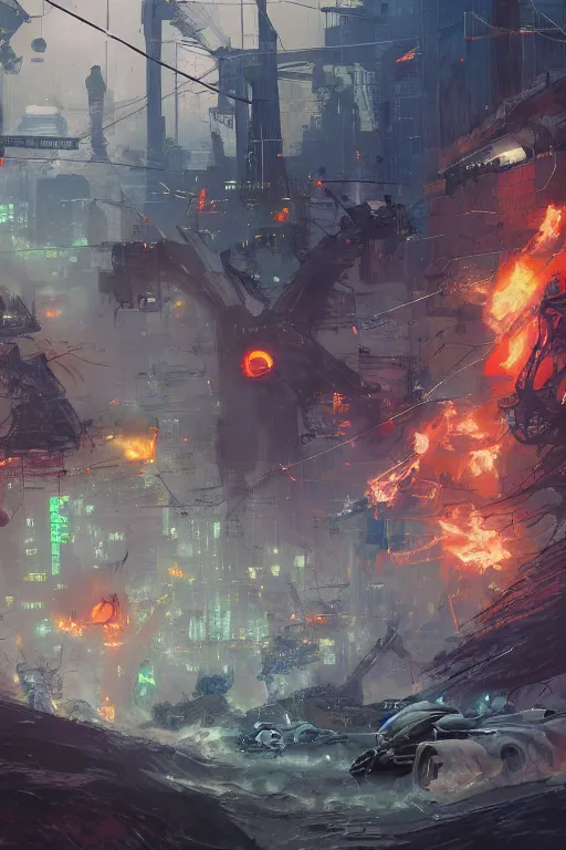 Image similar to war of the worlds 2 0 2 2, tooth wu, dan mumford, beeple, wlop, rossdraws, james jean, marc simonetti, artstation giuseppe dangelico pino and michael garmash and rob rey and greg manchess and huang guangjian and makoto shinkai