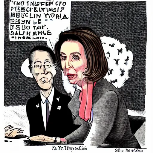 Prompt: A new york times political cartoon depicting Nancy Pelosi’s trip to Taiwan