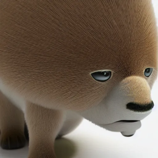 Prompt: a close up of a toy animal on a white surface, a 3 d render by puru, polycount contest winner, furry art, rendered in maya, physically based rendering, made of rubber