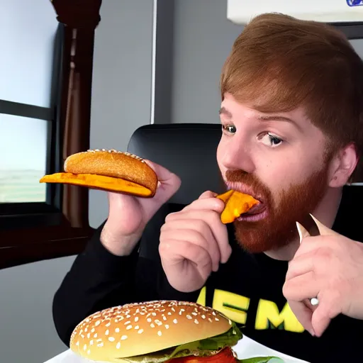 Image similar to paymoney wubby eating a burger, 4 k