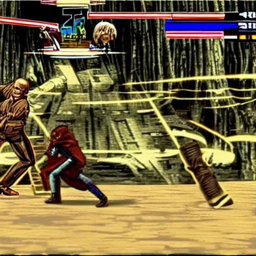 Prompt: gameplay still of star wars fighting game by SNK for neogeo