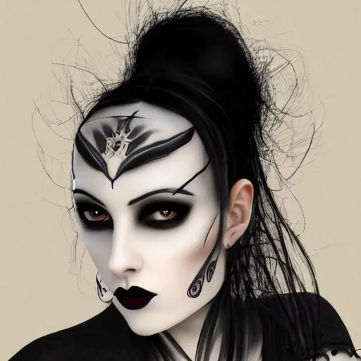 Image similar to pale goth beauty, realistic detail