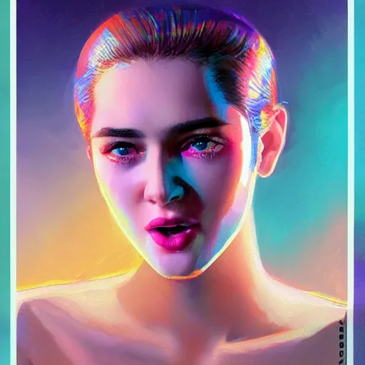 Image similar to screaming hologram woman with cute - fine - face, pretty face, oil slick hair, realistic shaded perfect face, extremely fine details, by realistic shaded lighting, dynamic background, poster by ilya kuvshinov katsuhiro otomo, magali villeneuve, artgerm, jeremy lipkin and michael garmash and rob rey, pascal blanche, kan liu