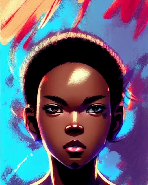 Prompt: black super hero girl | very very anime!!!, fine - face, sexy looking face, blonde afro, realistic shaded perfect face, fine details. anime. realistic shaded lighting poster by ilya kuvshinov katsuhiro otomo ghost - in - the - shell, magali villeneuve, artgerm, jeremy lipkin and michael garmash and rob rey
