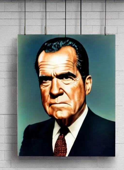 Image similar to 3 0 0 0 ( richard nixon ), portrait photography feroflex photorealistic studio lighting ektachrome detailed intricate face details, ultradetails, beautiful face, realistic shaded perfect face, extremely fine details