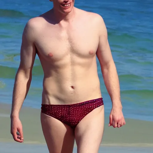 Prompt: Jerma985 On the beach in bikini