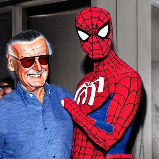 Image similar to stan lee is spiderman