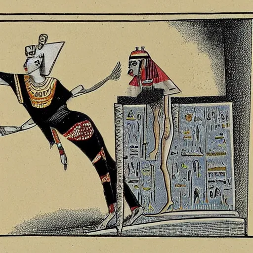 Image similar to a zombie egyptian emperor climbing out of a sarcophagus